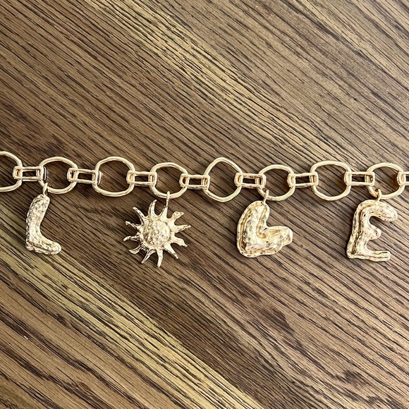 Zara LOVE CHARM GOLD BELT size 32 - Picture 8 of 11